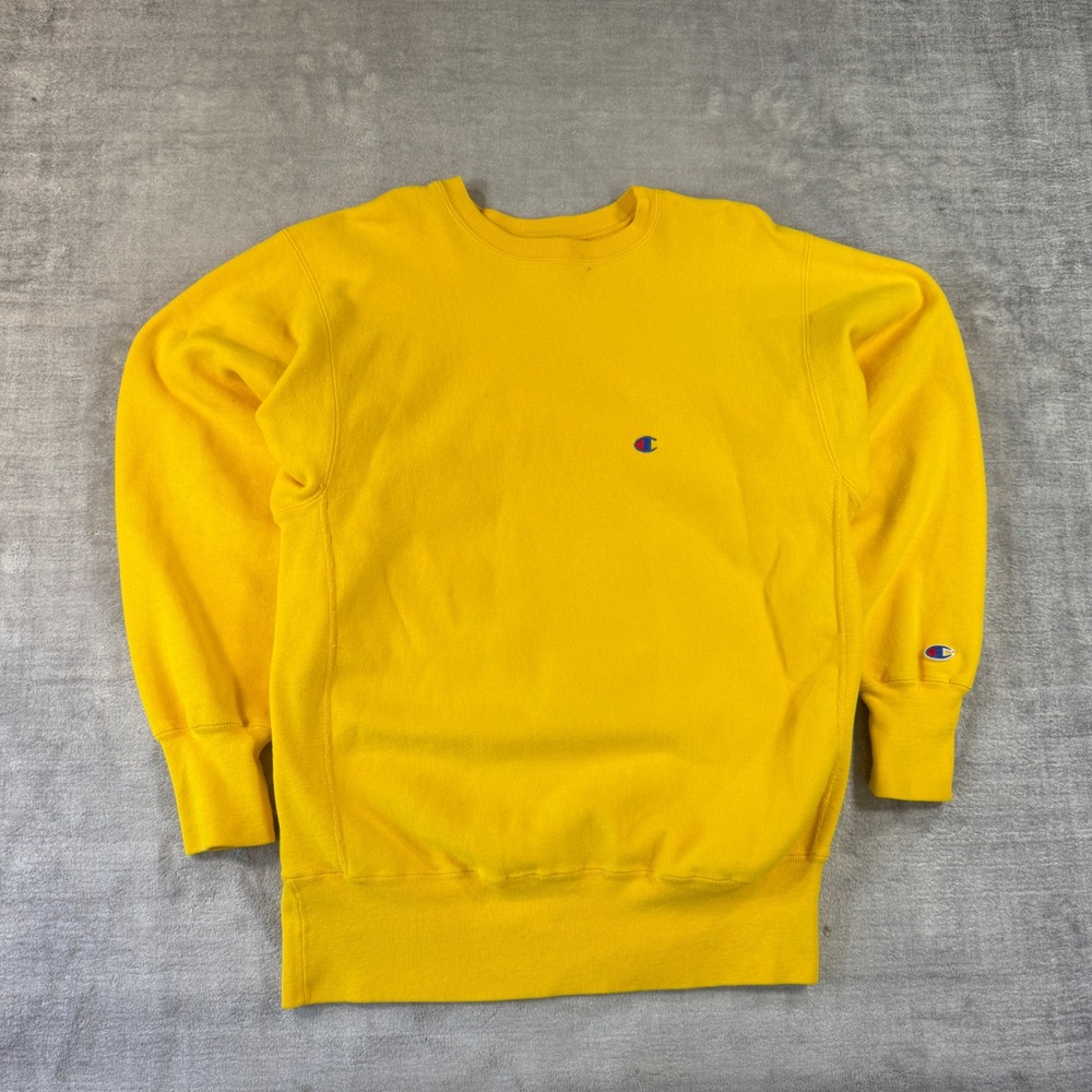Champion Sweatshirt Mens XL Yellow Vintage 90s Reverse Weave Made In USA Logo